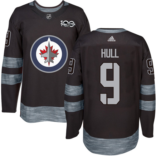 Adidas Jets #9 Bobby Hull Black 1917-100th Anniversary Stitched NHL Jersey - Click Image to Close